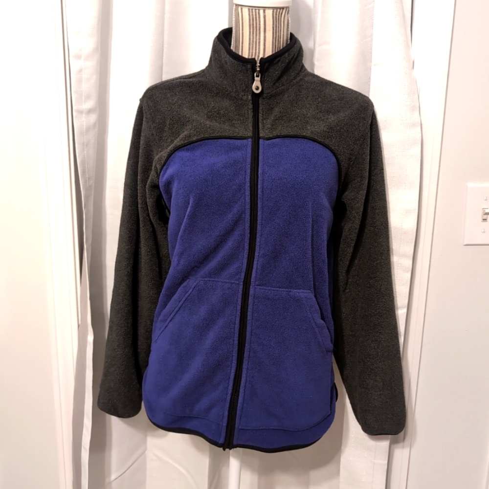 Land's End Purple‎ & Grey Women's Fleece Zip Front Jacket Size Small